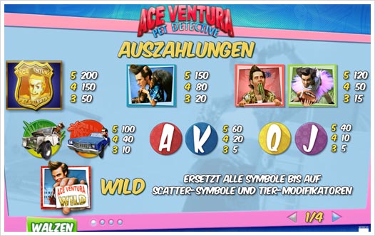 Playtech Ace Ventura Auszahlungsstruktur