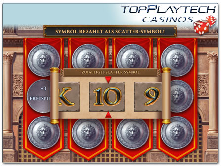 Playtech Gladiator Road to Rome Bonussymbol-Auswahl