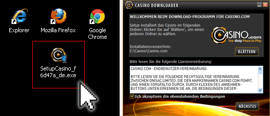 Download und Installation der Internet Casino Software